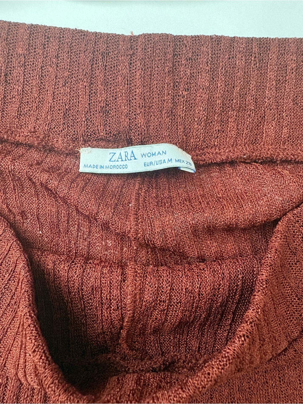 Zara Ribbed Wide-Leg Pants - Rust Brown - Picture 2 of 6